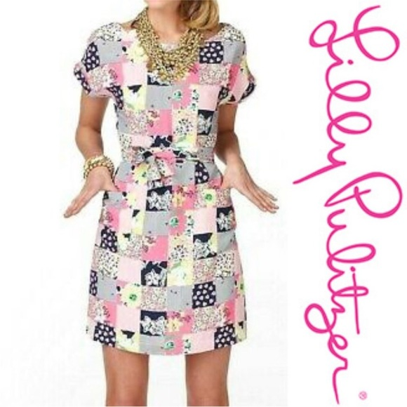 Lilly Pulitzer Ain't No Lady Shift Dress Madras‎ Patchwork Pockets - Picture 2 of 13